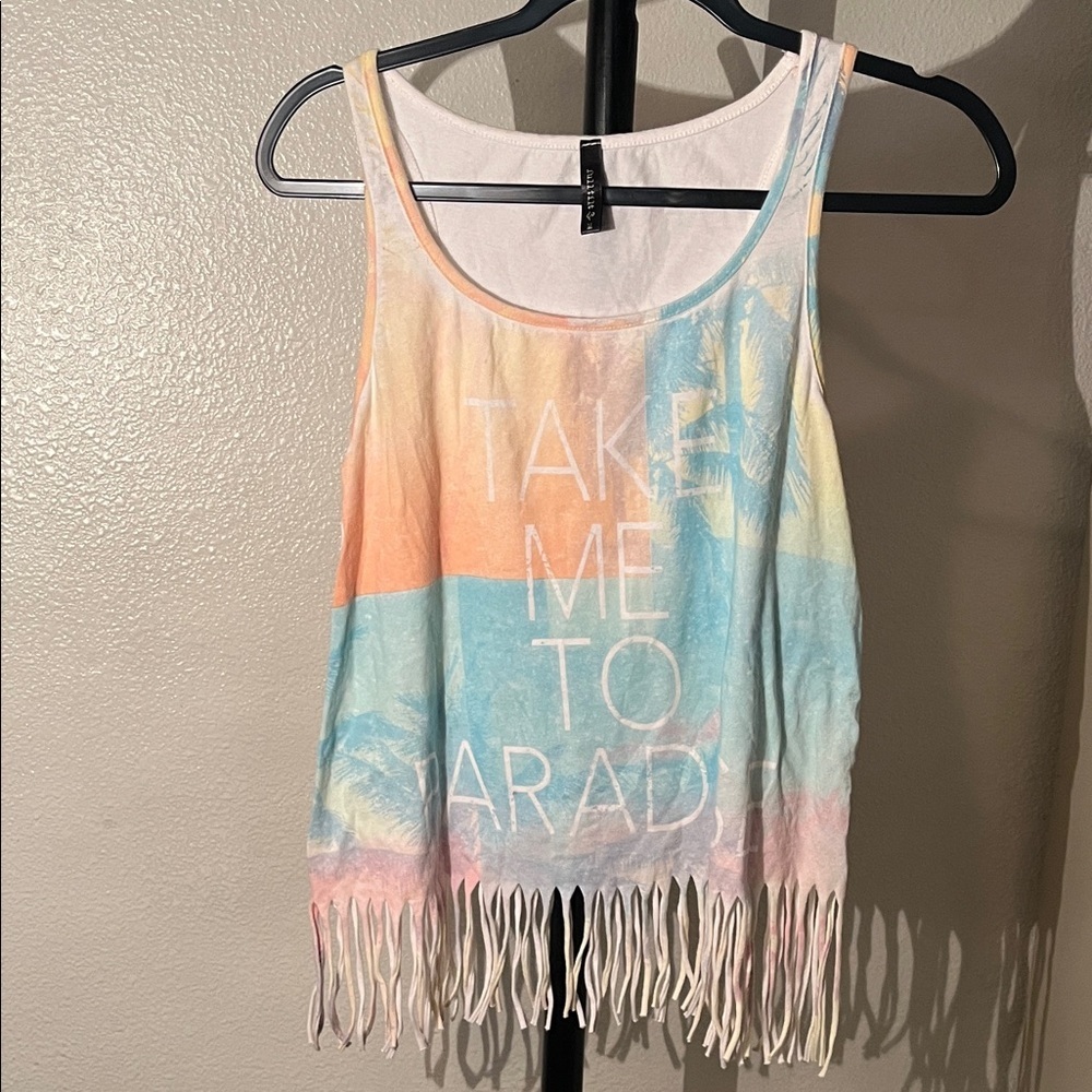 Multicolor Fringe Tank Top Cotton - Picture 4 of 4